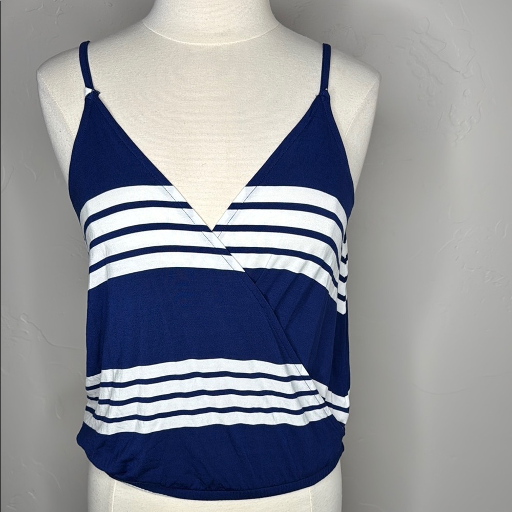 Chaser NWT Blue and White Striped Women's Skinny Strap Top